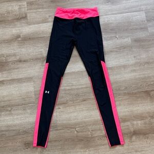Under Armour Black Compression Leggings with Pink Highlights